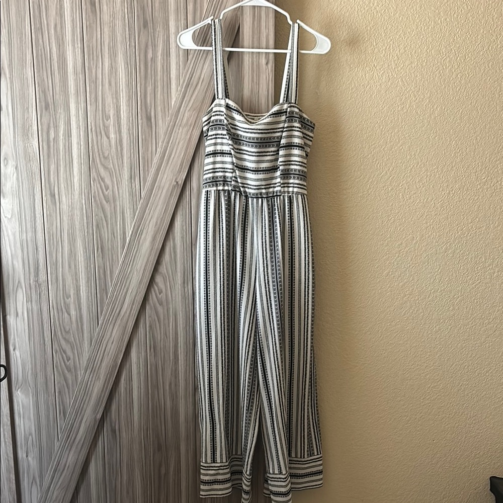 Speechless Black and White Striped Sleeveless Jumpsuit